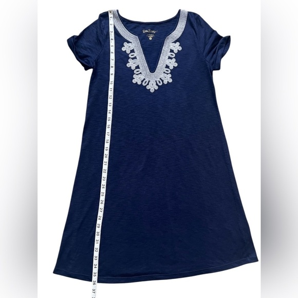 Lilly Pulitzer MAISY Swing T-Shirt Dress True Navy with White Embroidery Size S - Picture 7 of 11